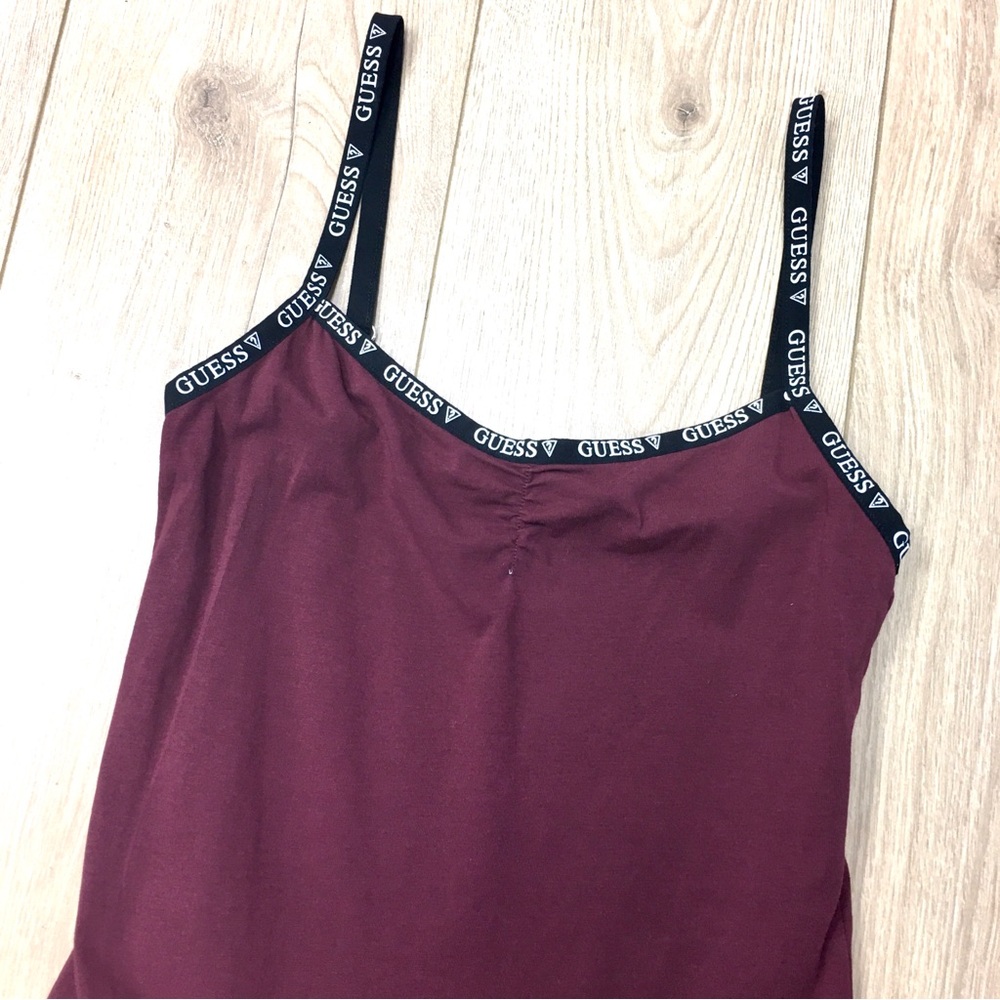 GUESS Burgundy Logo-Trim Bodysuit one piece